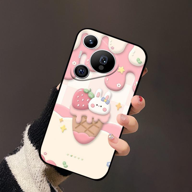 Für Huawei Pura 70 Hülle Schwarz Matt Niedlich Weich Silikon TPU Hüllen für Pura70 Pro Pura 70 Pro+ Plus Ultra Abdeckung Schutz Fundas