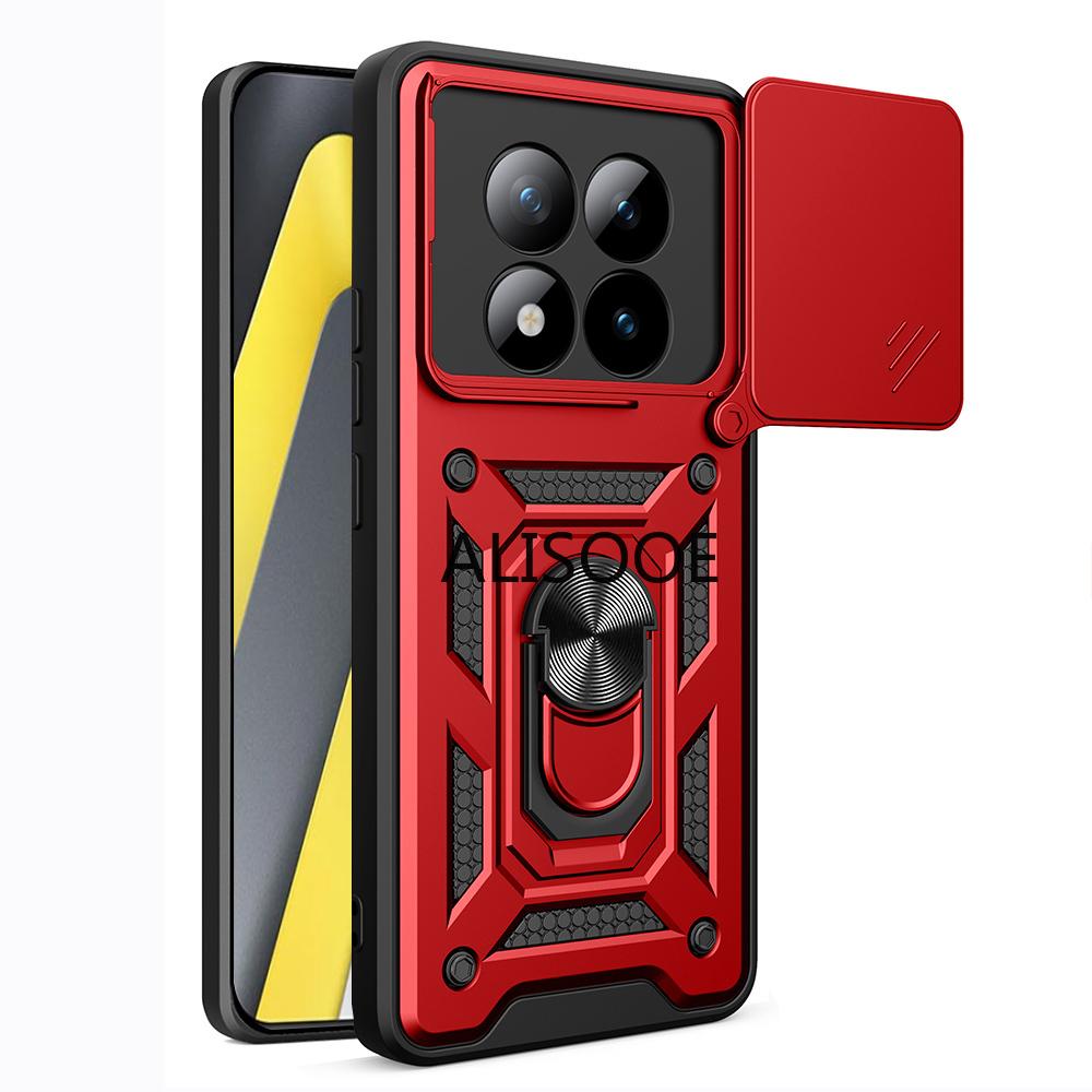 

Для xiaomi POCO M8 Pro 5G Чехол Бронированный Держатель Крышка Кольцо Защиты Камеры Слайдер Подставка Ударопрочная Задняя Крышка Capa Funda for POCO M8 Pro красный