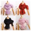 Women Pleated Scarf Thickened Weave Autumn Winter Scarf Solid Color Breathable Shawl Headscarf Outfit Accessories