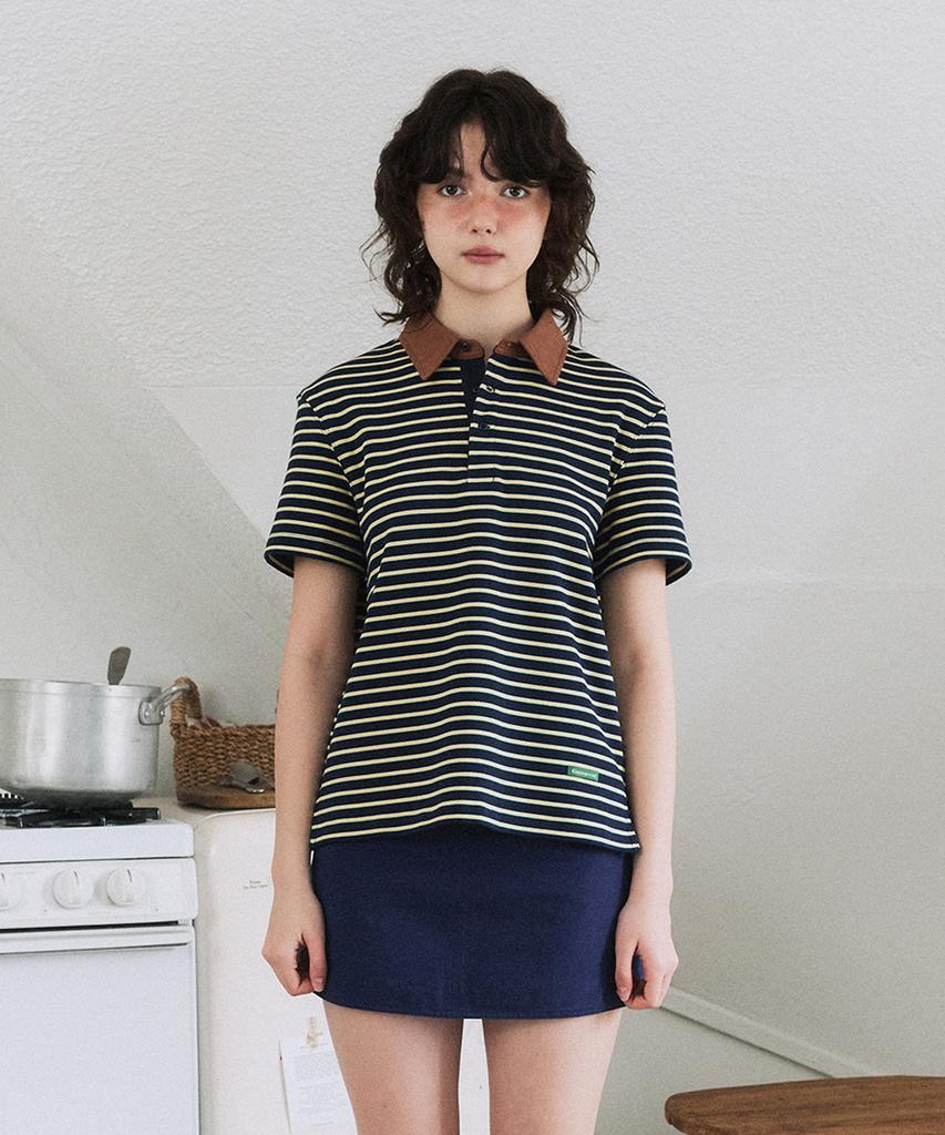 GREENBUTTER Stripe Polo Tee (Navy)
