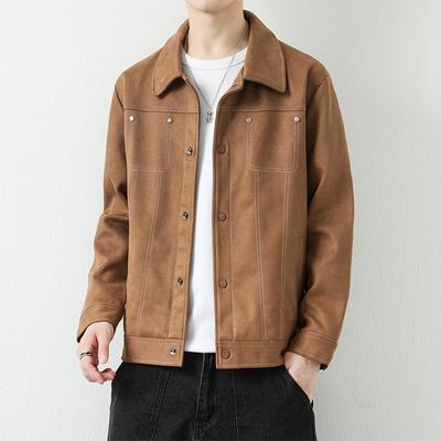Men's Autumn and Winter New Lapel Contrasting Jacket Men's Casual Tooling Jacket Men's Spring and Autumn