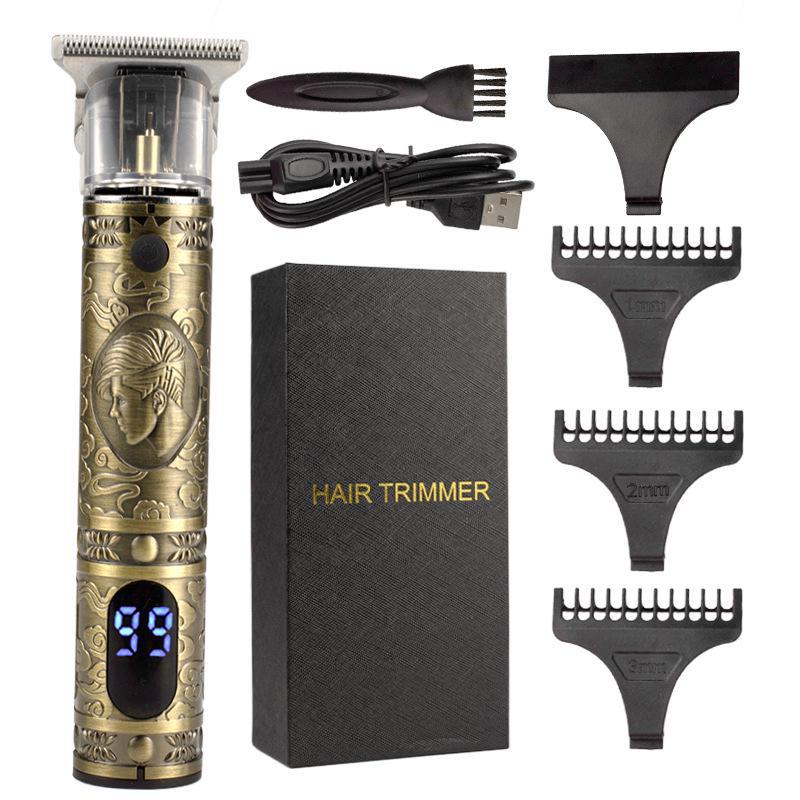 Rechargeable Metal Hair Clipper: Oil Head, Carving, Bald, and Cross-Border Electric Razor.