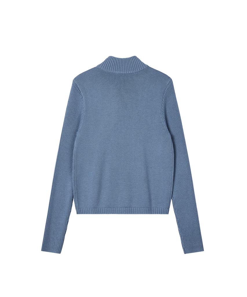 REST&RECREATION Slim Fit Half Zip-Up Knit - Light Blue