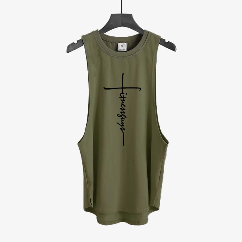 Muscleguys Mens Bodybuilding Fitness Tank Tops Gym Workout Muscle Sport Sleeveless Singlets Summmer Cool Cotton Breathable Loose T-shirts