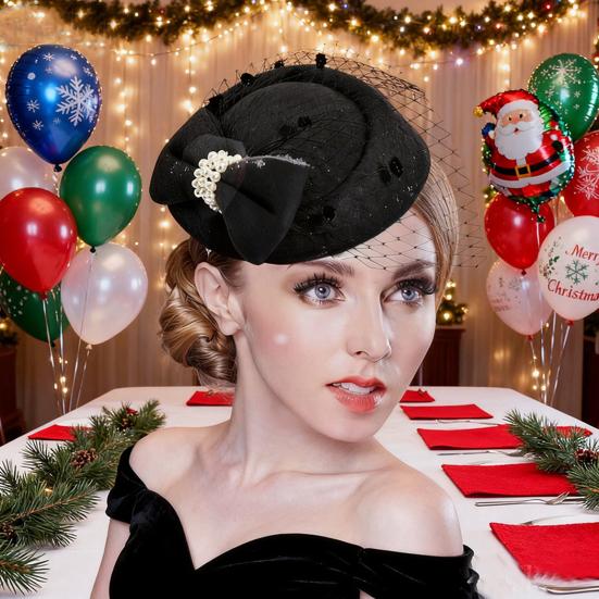 Fascinators Hat for Women Ladies 20s 50s Vintage Pillbox Hat Bridal Wedding Cocktail Tea Party Headwear with Veil