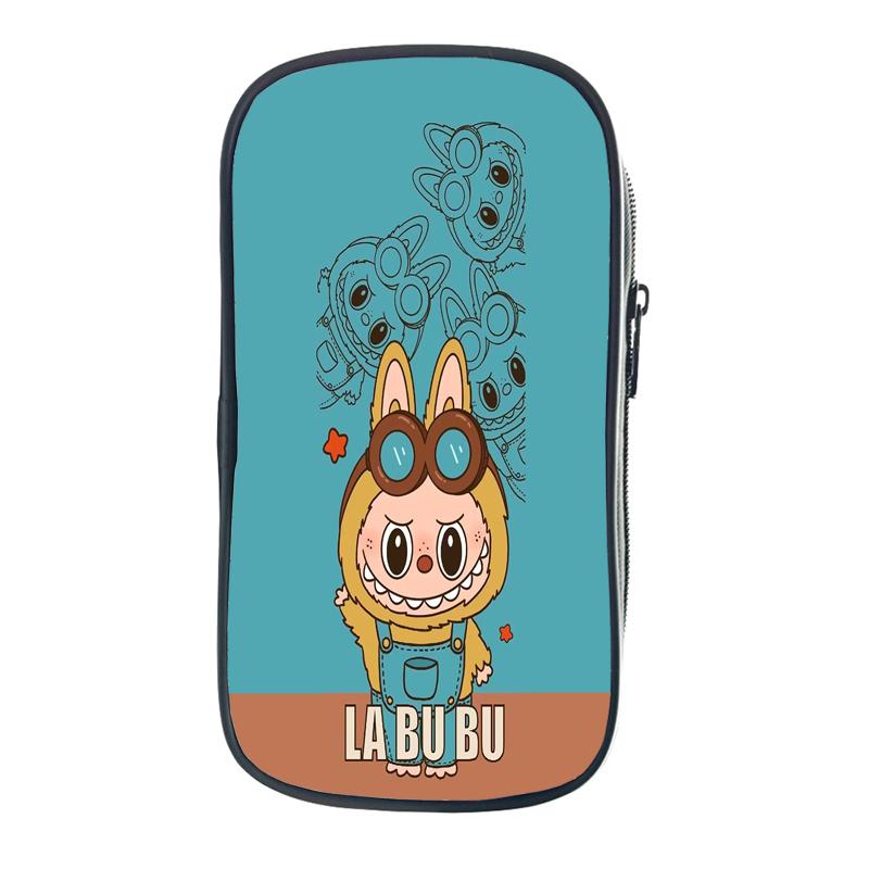 Labubu Cartoon Pen Bag The Monsters Printed Stationery Box Abubu Large Capacity Pencil Case Cute Anime Bags Student School Bag