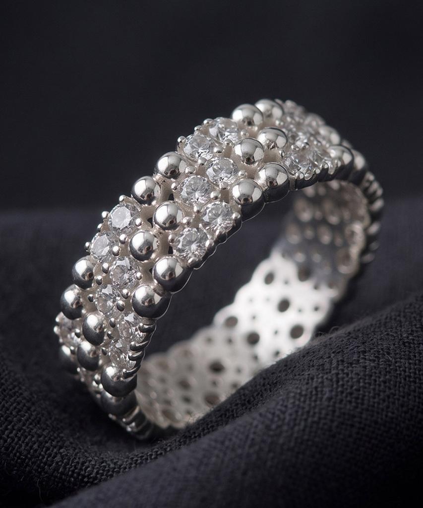 HELENE JEWELRY Silver 925 Triple Cross Cubic Layered Miss Ring (Type A)