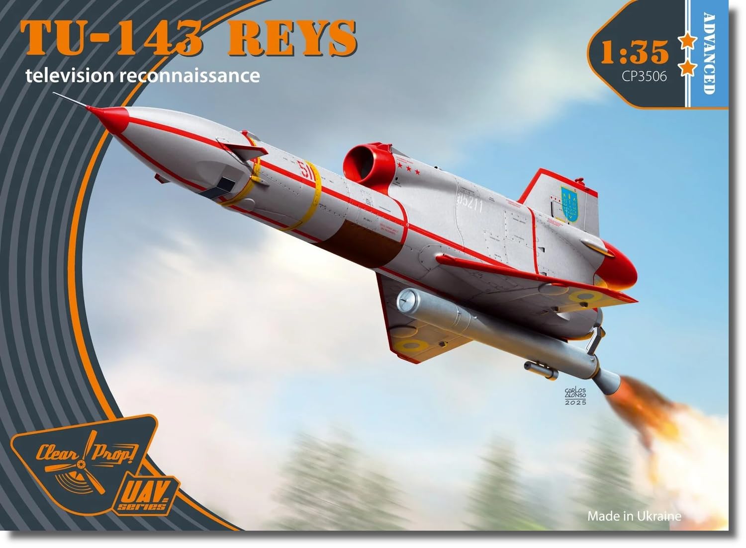

Clear Prop! 1/35 Scale Tupolev Tu-143 Rais Unmanned Reconnaissance Aircraft with TV Camera, Plastic Model Kit CPU3506 (Airplane)