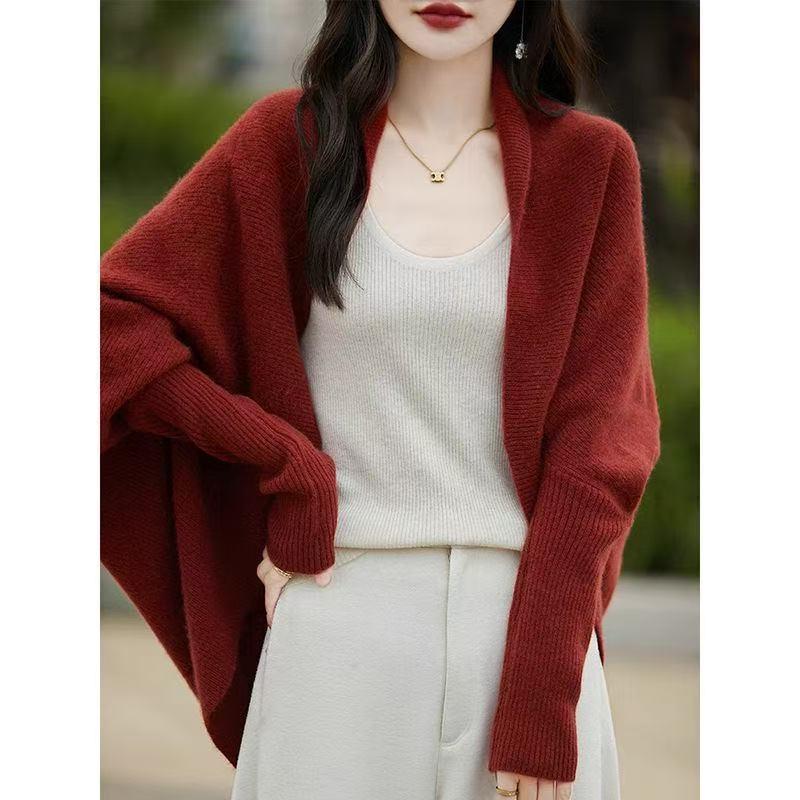 Women's Designer Cocoon Knit Cardigan with Batwing Sleeves - Autumn 2026 Collection