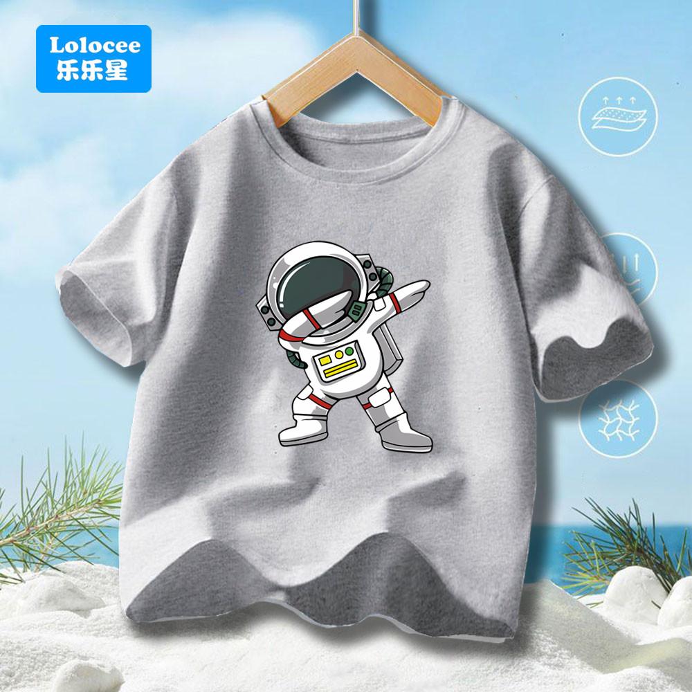 Boys' Summer T-shirt Fun Graffiti Astronaut Print Youth T-shirt Boys' Casual Street Top Children's Summer Clothes
