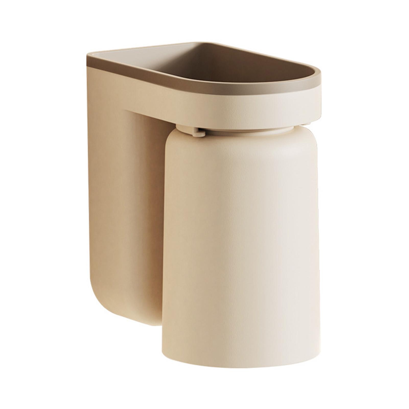 Wandgemonteerde Tandenborstelhouder met Afvoerfunctie Zelfklevende Tandenborstelhouder met Bekers voor Badkamer Beige