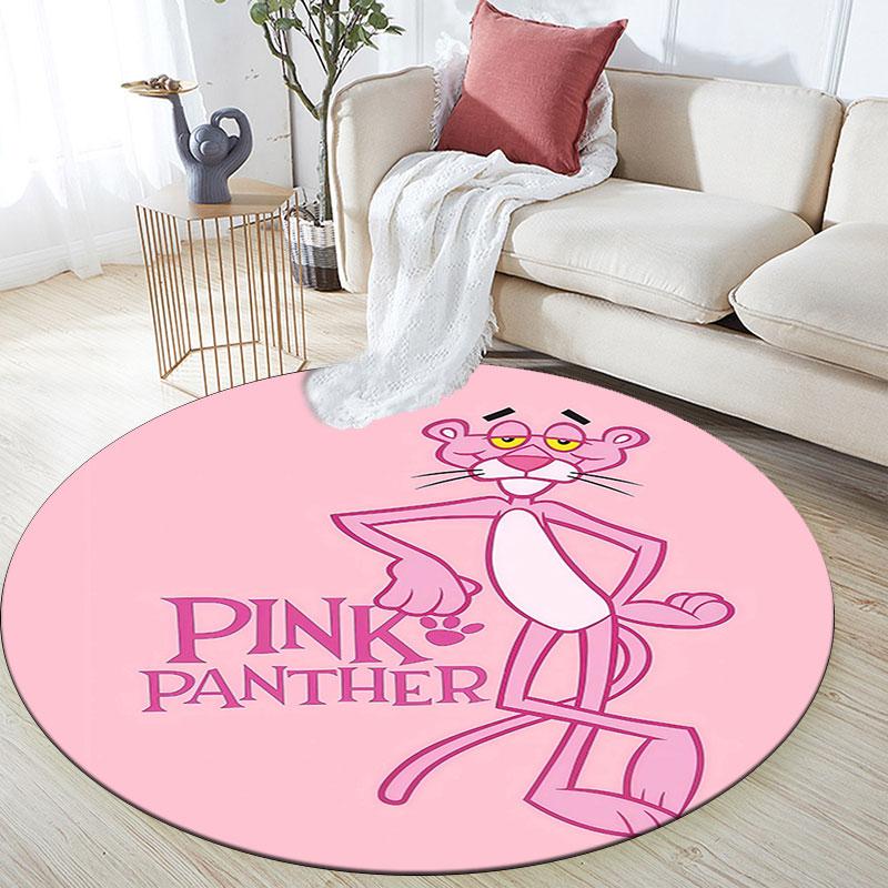 Pink Panther Pattern Round rug,Carpet Rug for Living Room Bedroom Playroom ,Non-slip Floor Mat,Holiday Gifts and Birthday Gifts.