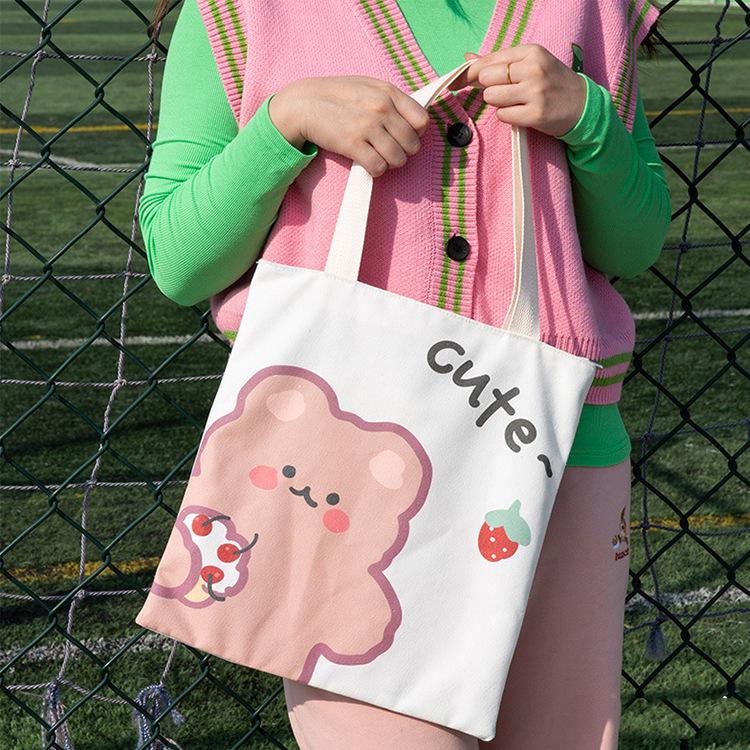 2025 Stylish Canvas Tote: Cute, Single Shoulder Bag for Class, Shopping & More