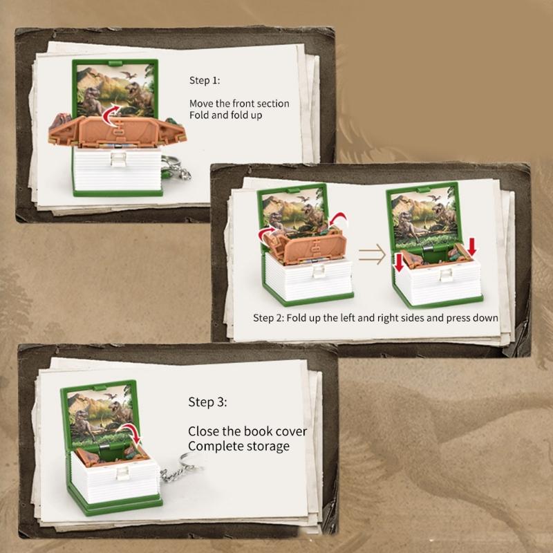 2026 new 3D Folding Book Keychain Fold Book Popup Dinosaur cat World Keyring For Kid Children Toy Dinosaur Party Gift