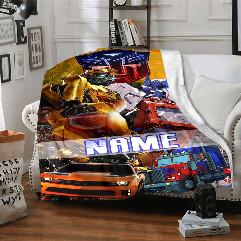 Transformers Fans (2) Customize Text Blanket Throw Customizable Blanket Soft & Cozy Perfect for Chair Livingroom Home Decor Bed All-Season Use