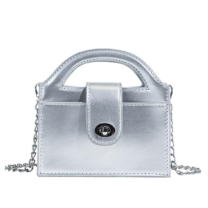 Pu Lightweight Leather Mini Square Bag With Chain School And Casual Occasions