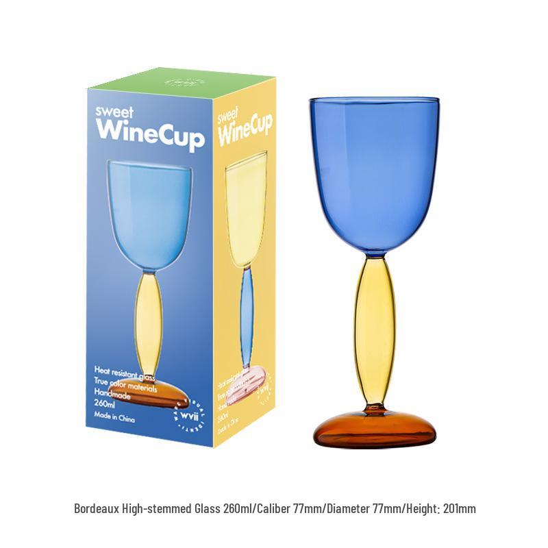 Handmade Colored Borosilicate Glass Wine Goblet and Bordeaux Decanter