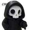 Matte Black And Beige Desktop Decor Halloween Ghost with Skeleton Dog Statues, Gothic Skull Resin Style Home Accessories Sculpture Ornaments,