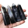 Natürlicher schwarzer Turmal und Rutilquarz Sechseckiger Prismen-Kristall-Schmuck