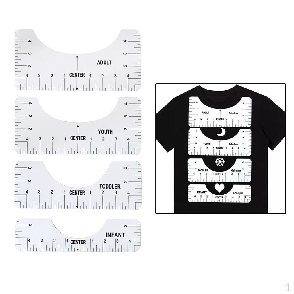 4 Stück 10x2,5/3,5/4,5/5 Zoll T-Shirt Lineal Guide Ausrichtungswerkzeug Platzierung Sublimation, Heißpress T