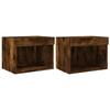 VidaXL Wall-Mounted Bedside Tables with LED Lights 2 Pcs, Floating Bedside Cabinets, Nightstands, Night Cabinets 837122