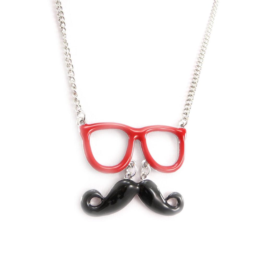 Les Trésors De Lily [J8211] - Designer Necklace 'Moustache' Red Black
