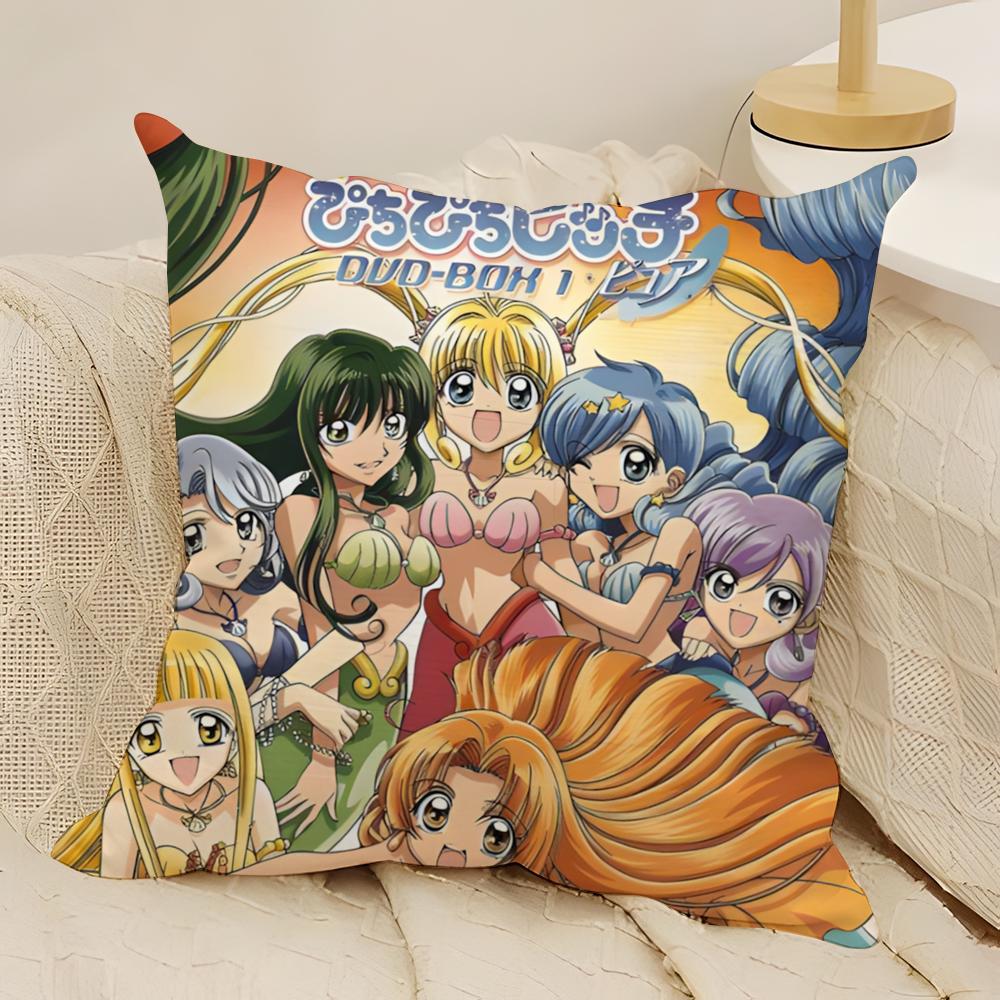 Comic Anime M-Mermaid Melody Pichi Pichi Pitch 5 Pillow Case Natural Linen Double-Sided Printing Sofa Home Decor Cushion Cover