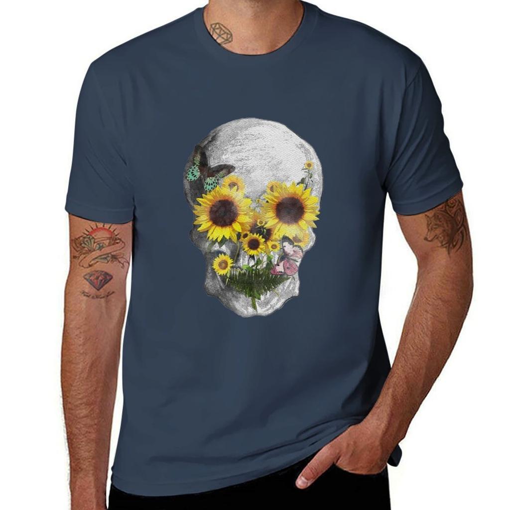 Skull And Flowerfloral Watercolor Tshirt Comfortable Daily Wear Tee Tshirt
