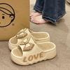 Women's One Word Slippers 2025 Summer Outdoor Platform Fashion Bow-knot Flats Indoor Non Slip Comfortable Slip On Cold Slippers