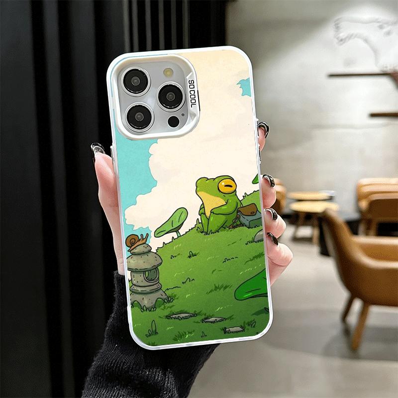 Cute Cartoon Frog Soft Phone Case for iPhone 15 16 17 Pro Max 17Air 16E 14 Plus 13 12 Mini Shockproof Cover Back Shell