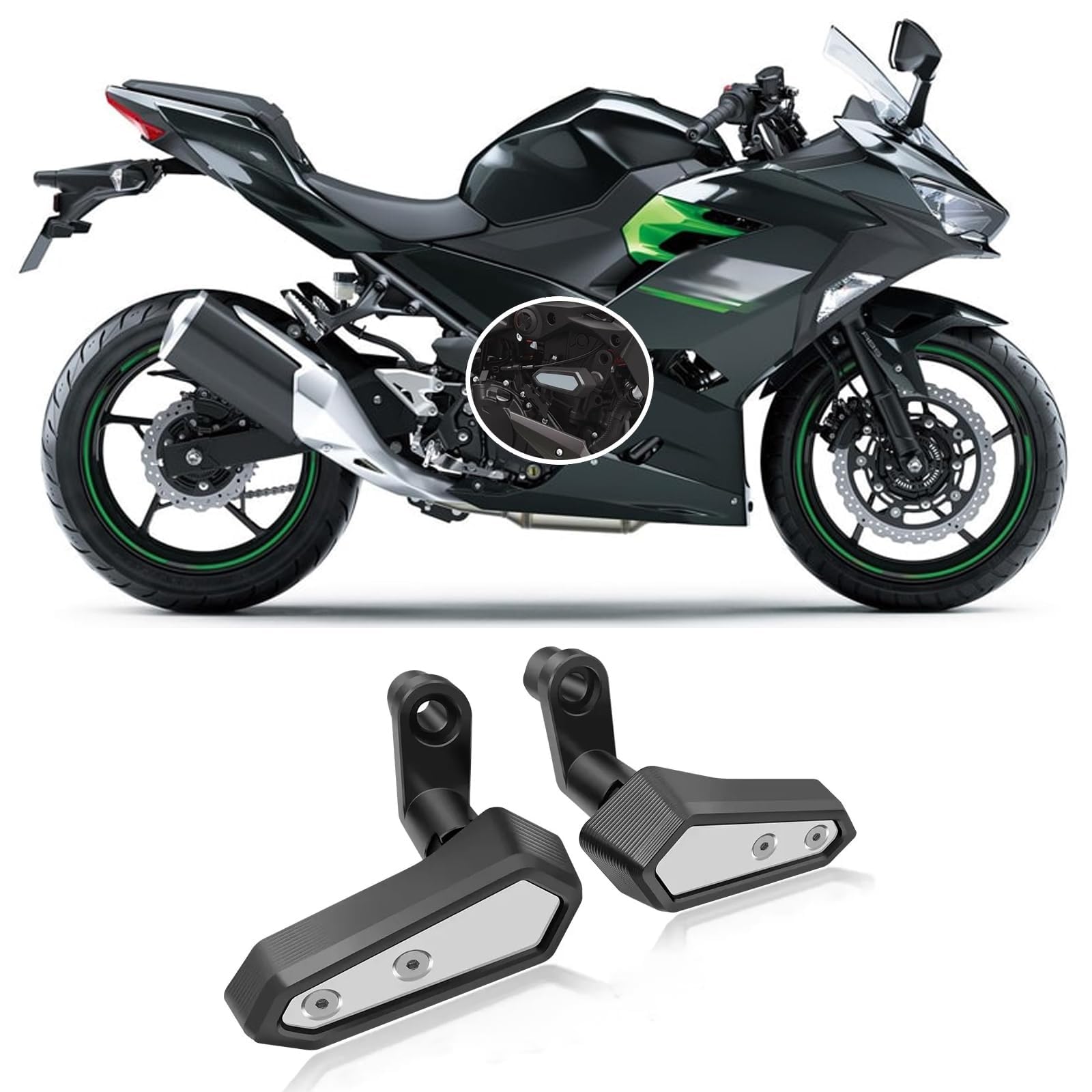 

HJSYYDS Для Ninja 250 N.INJA250 N.INJA 250 2021-2025 2024 2023 Защита двигателя мотоцикла от столкновений серебряный