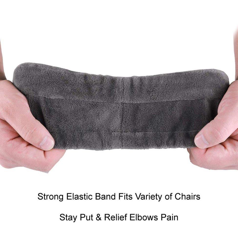 Memory Foam Armrest Pads For Office & Gaming Chairs - Stretch Fit Elbow Cushions (2-Pack, Black)