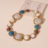 Vintage Gold Plated Resin Stones Necklace for Women Exaggerated Boho Ethnic Irregular Geometric Metal Choker Collar Jewelry Gift