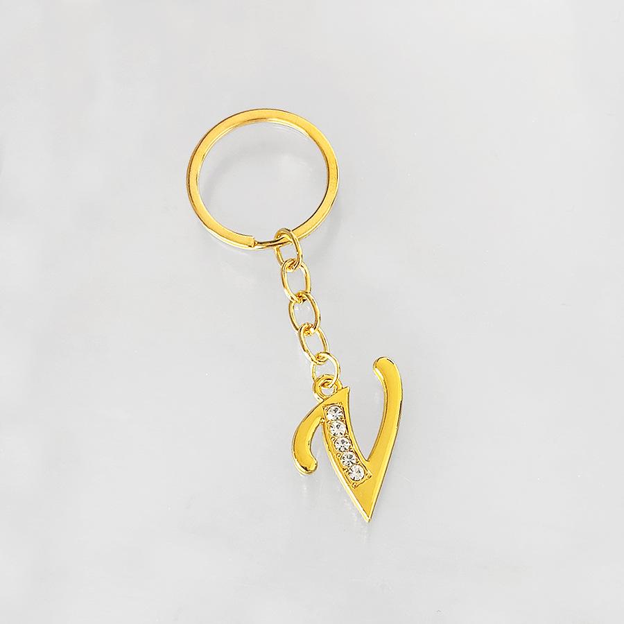 Creative Rhinestone Initials Metal Keychain – Korean Style Car Keyring Party Gift.
