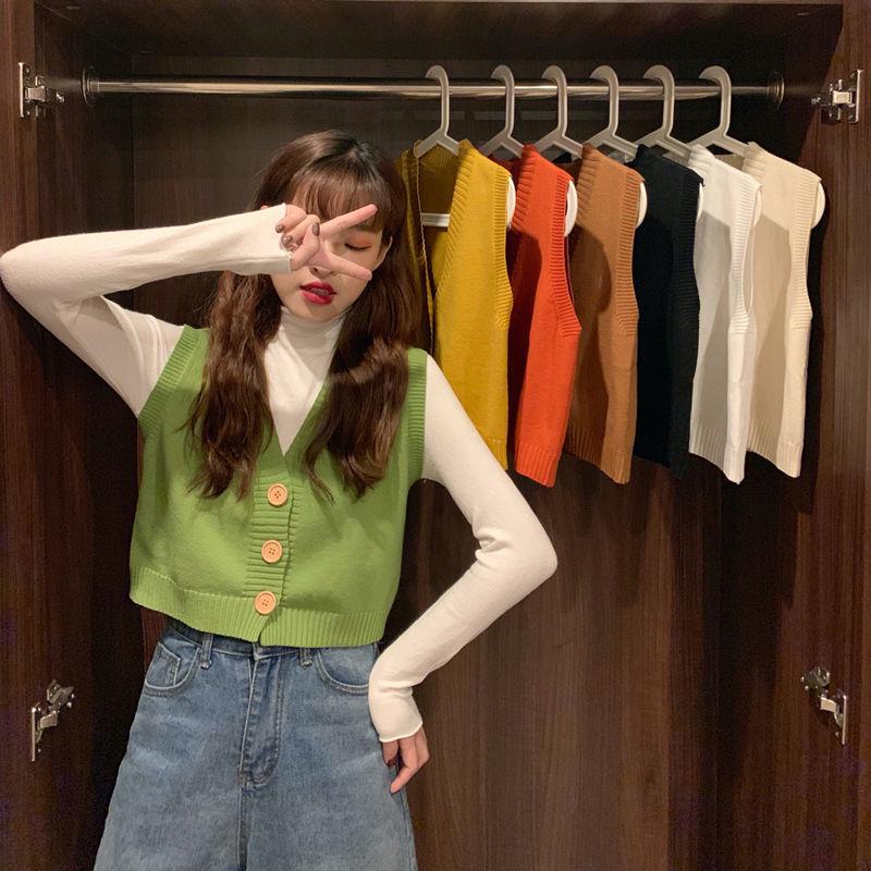Korean-Style V-Neck Knit Vest for Women - Autumn/Winter Collection