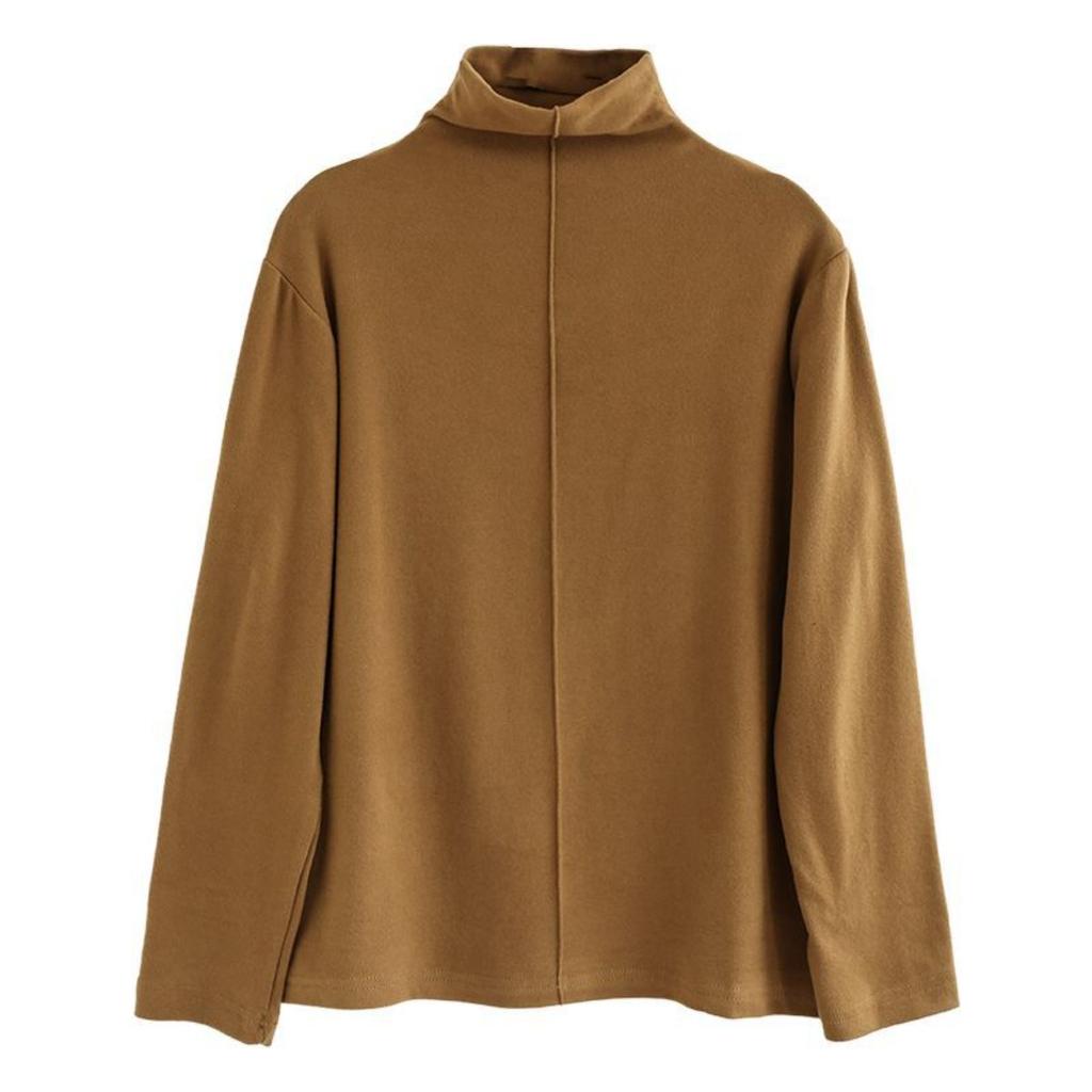 Maglia Base a Collo Medio Alto Semplice con Cuciture in Velluto Tedesco a Doppio Lato da Donna, Autunno e Inverno Nuova Moda Top da Donna in Stile Occidentale