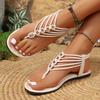 Fashion Summer 2025 Women's Soft Comfortable Sandals Slippers Crystal Bead Pendant Holiday Beach Sandals Rubber Sole Adult Leisure Shoes
