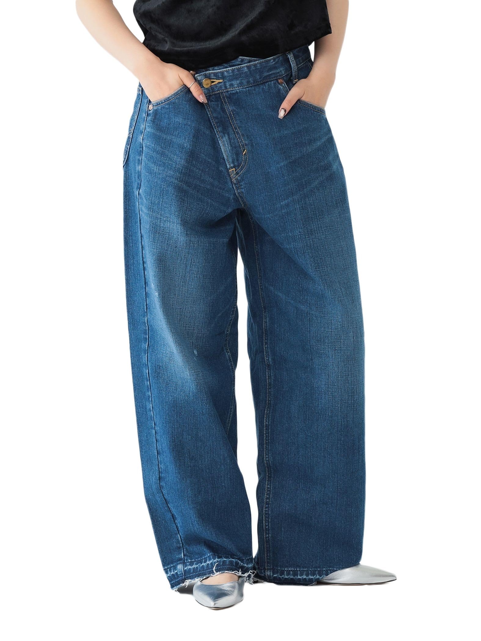 

Beams Boy Work Pants Lee x maturely Denim Asymmetric Size S [Special Order] Pants, Women s, Blue, синий