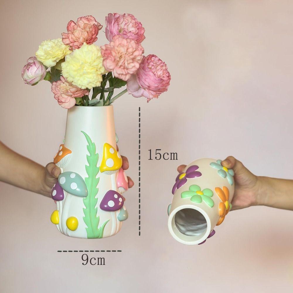 Synthetic Resins Mushrooms Vase Aesthetic Mushrooms Planter  Flower Arrangement