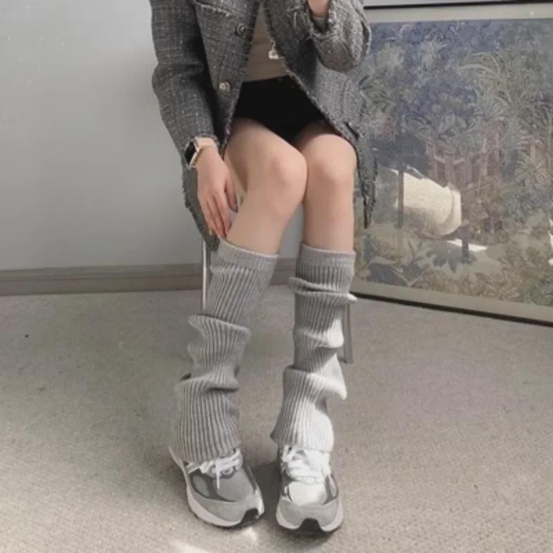 

Модные японские и корейские белые вязаные носки из телячьей шерсти, теплые накидки на ноги для женщин 2000 года