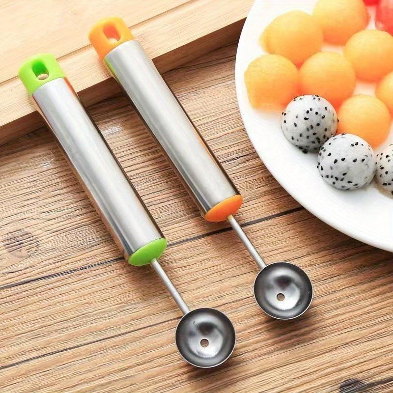 Premium Edelstahl Obstschnitzset, Melonenkugelausstecher Löffel Messerset für Wassermelone, Erdbeere, Ananas Schneiden und Schnitzen
