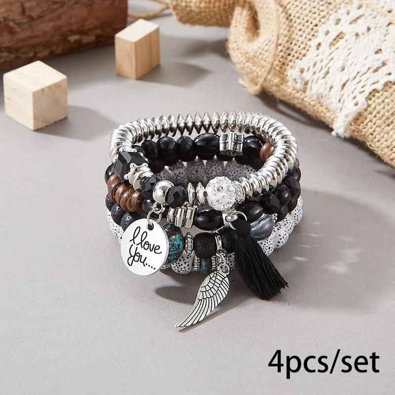 Bohemian Multi-Layer Wooden Beaded Elastic Bracelet
