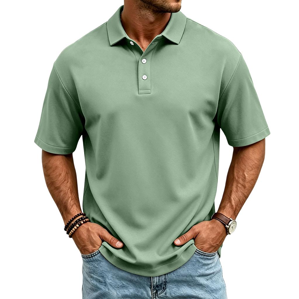 Men's Casual Quick Dry Mesh Golf Polo Shirt Short Sleeve Lightweight Breathable Classic Fit Button Down Collar Top for Sports Outdoor Activities