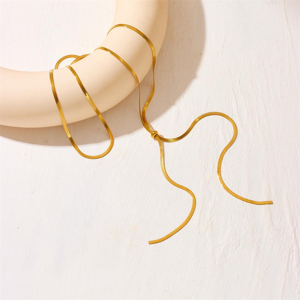 Minimalist European & American Style Stainless Steel Snake Chain Necklace for Women