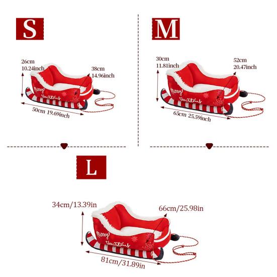 Weihnachtsschlitten Haustierbett Lustiges Flauschiges Weihnachtsmannschlitten Hundebett Abnehmbares Plüsch-Haustiersofa-Bett mit Rutschfester Unterseite für Katzen Hunde Feiertagsdeko