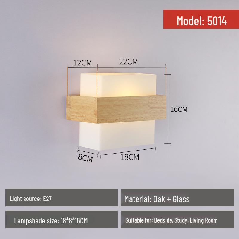 Japanese Style Solid Wood LED Wall Lamp for Indoor Spaces - Bedroom, Living Room, Staircase, Balcony