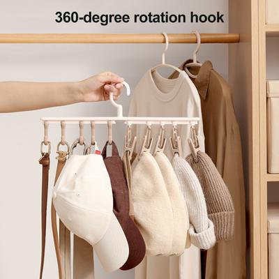 Cabide para Chapéus de Guarda-Roupa Espaçamento Ajustável Suporte para Chapéus com 5 Presilhas e 5 Ganchos Organizador