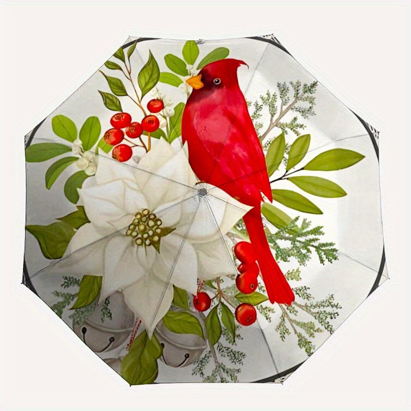 

1pc Floral Pattern Automatic Folding Umbrella - Portable Foldable Design with 8 Ribs, Durable Plastic & Iron Frame, Casual Outdoor Accessory