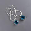 Blue  Apatite Gemstone 925 Sterling Silver Jewelry Handmade Hook Earrings 1.90" EE-19-12