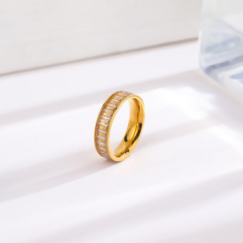 Women's Sparkly Inlaid Diamond Titanium Steel Ring - Trendy Luxury Index Finger Jewelry